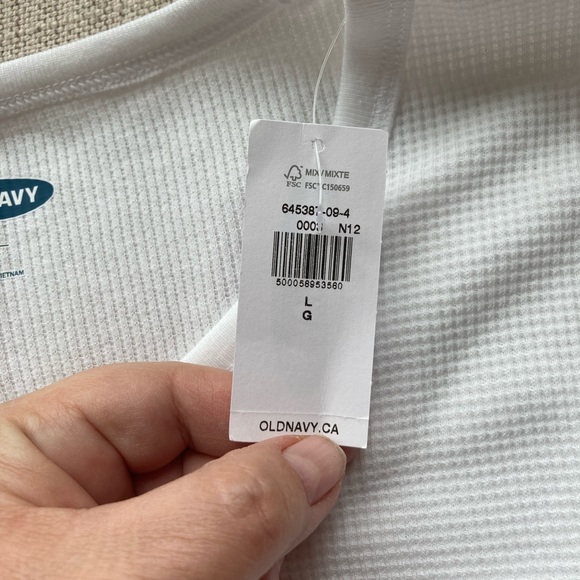 Old Navy, Long Sleeve Tee, White, Large, L - Picture 3 of 7